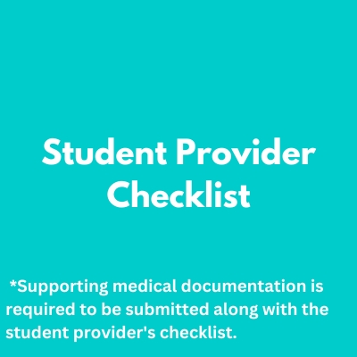 Student Provider Checklist